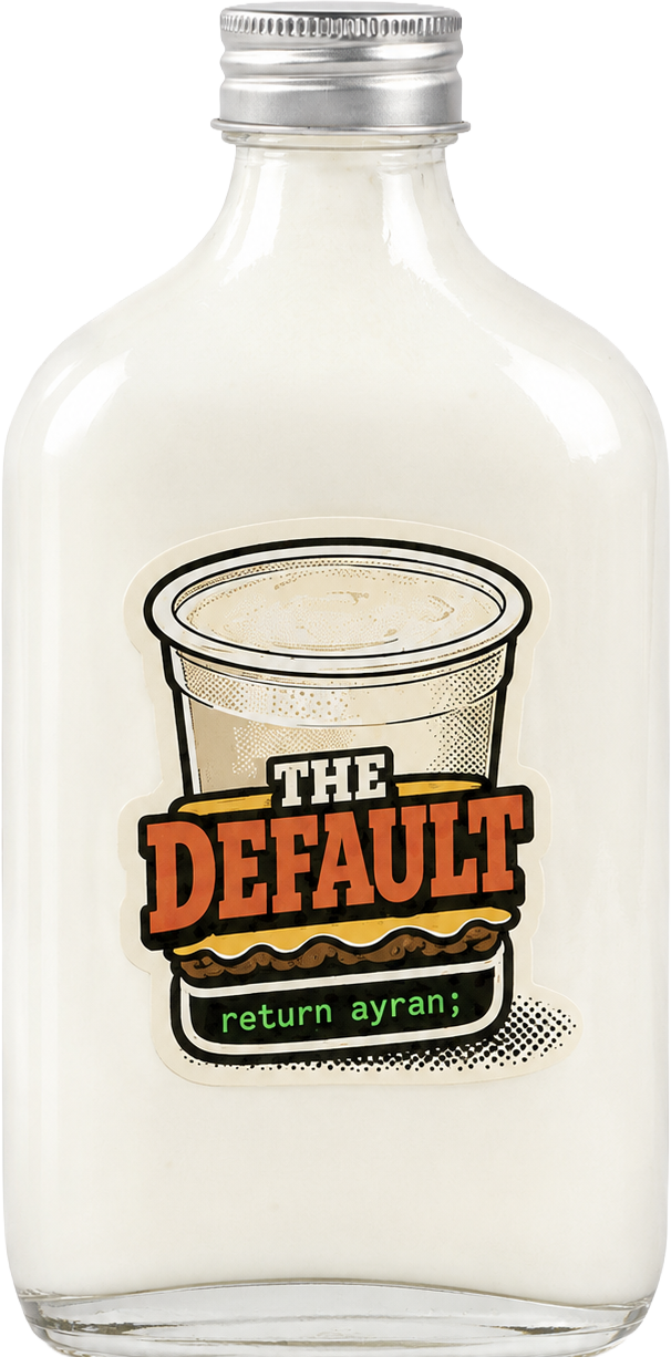 The Default ayran şişesi